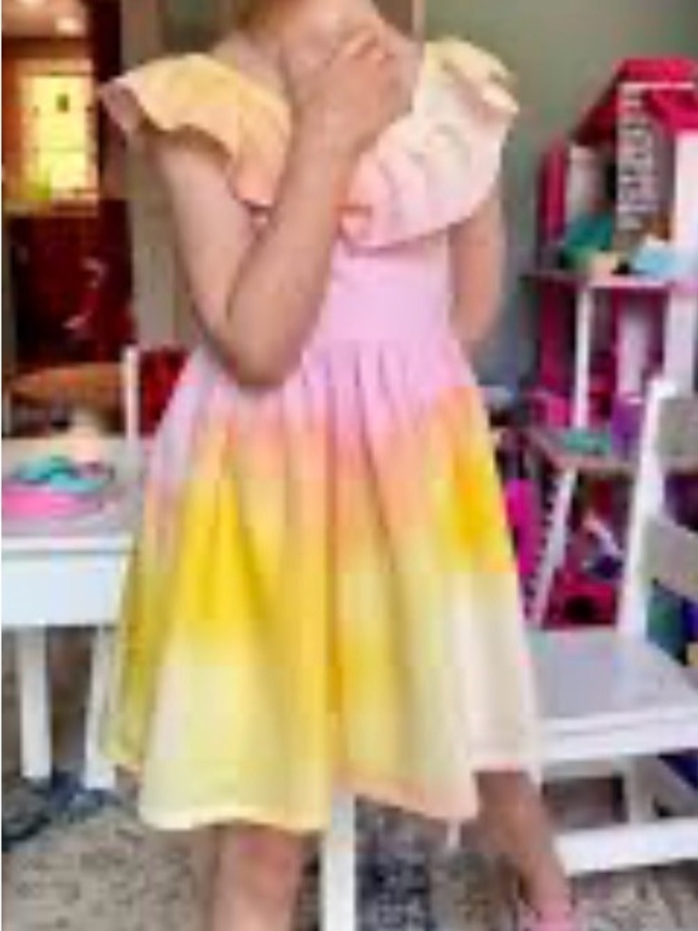 Old Navy Girls' Pink and Yellow Ombre Ruffle Dress